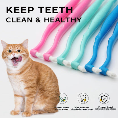 Dual Sided Cat Toothbrush Dog Toothbrush Finger Brush Micro Head, Suitable for Small to Large Dogs & Cats (White, Small)