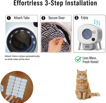 Smart Cat Litter Box Privacy Door - Odor & Tracking Control Curtain for Automatic Cat Litter Boxes - Fits 10-Inch Round Openings - Easy Installation, Keeps Home Fresh & Clean (WaveBlue)