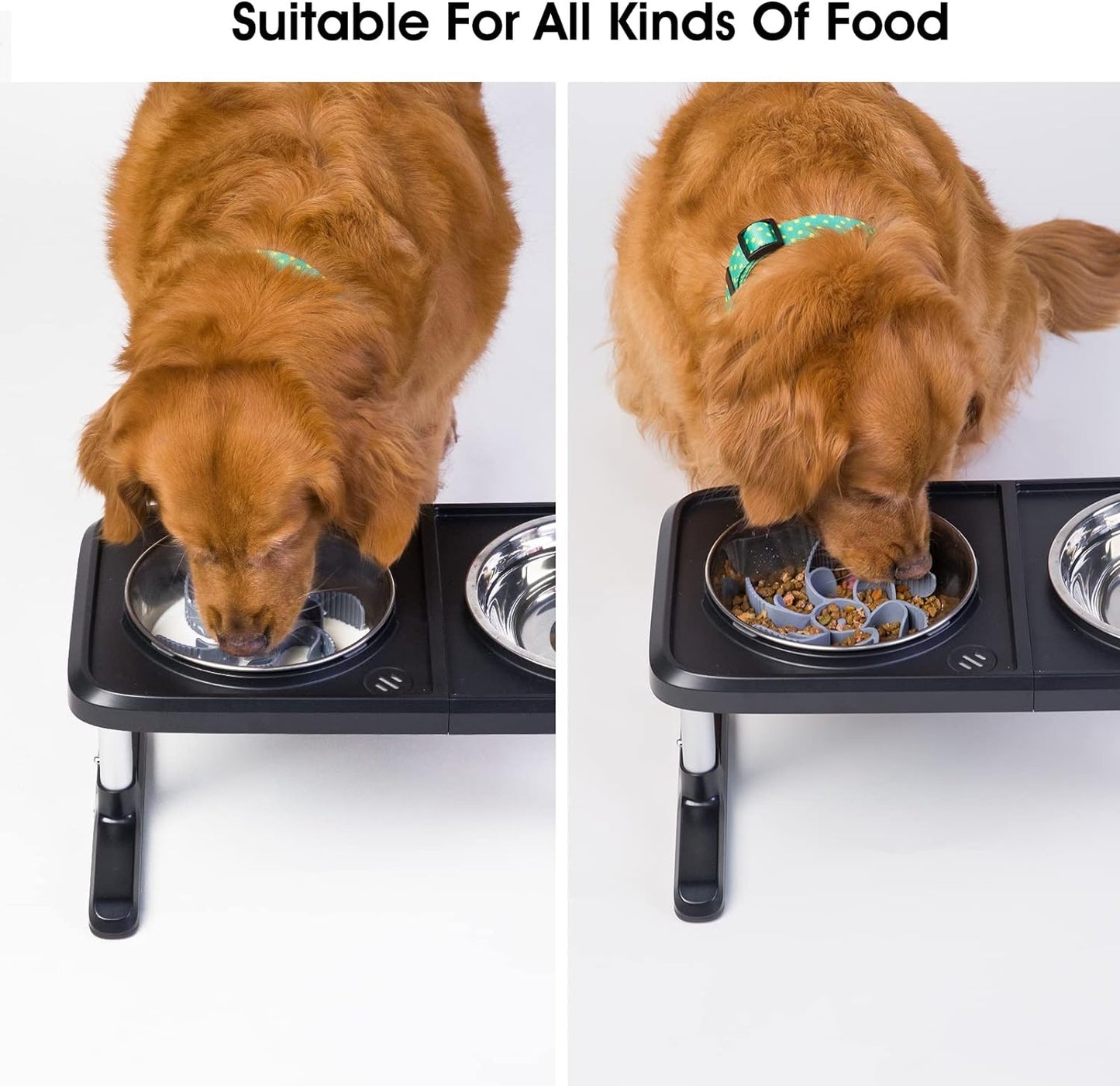 Slow Feeder Dog Bowls Insert [Octopus Suction Cups] Super Firm Slow Eating Dog Bowl [Cuttable] for Large Breed and Medium Size Dog Compatible with Regular and Elevated Dog Bowls (Turbine)