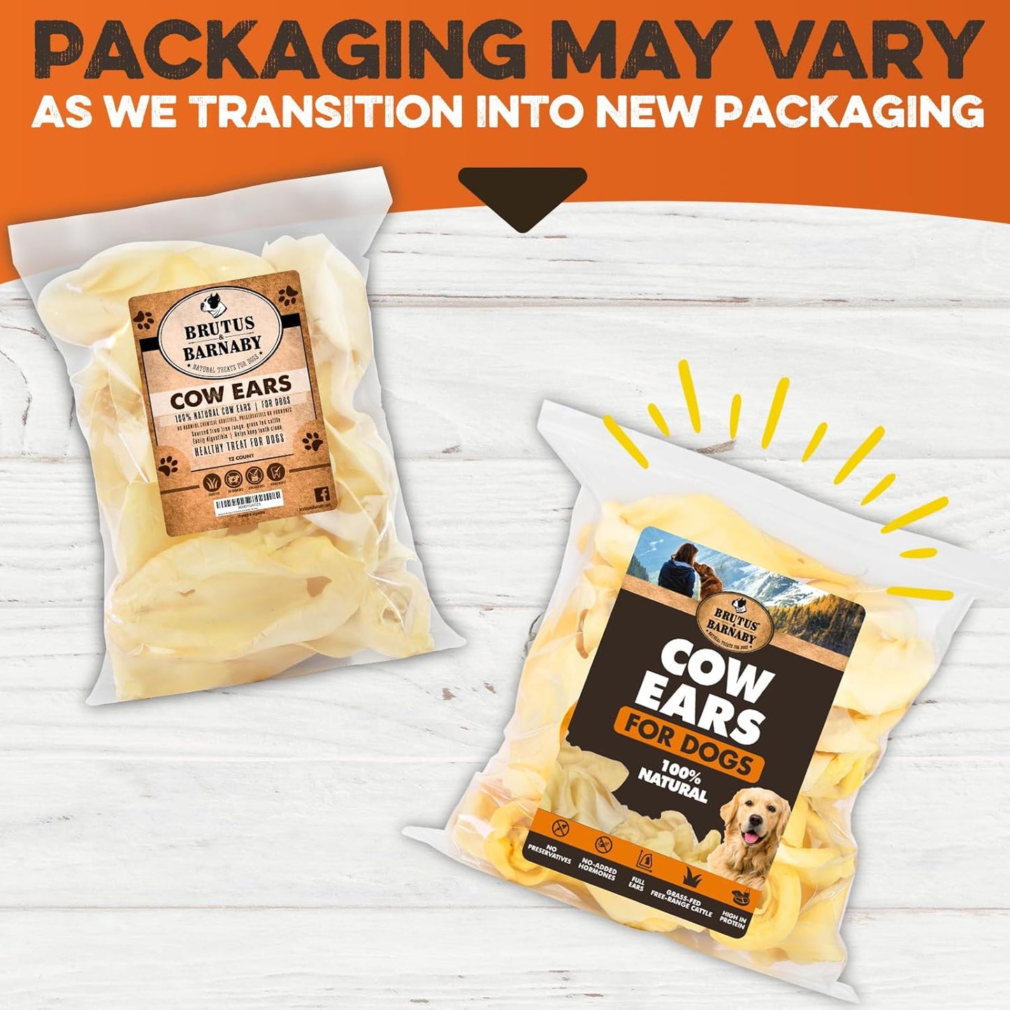 BRUTUS & BARNABY Cow Ears for Dogs – Whole Ears 12 ct, Thick Cut, Grass-Fed Angus Beef, All-Natural No-Rawhide Dog Treat Alternative