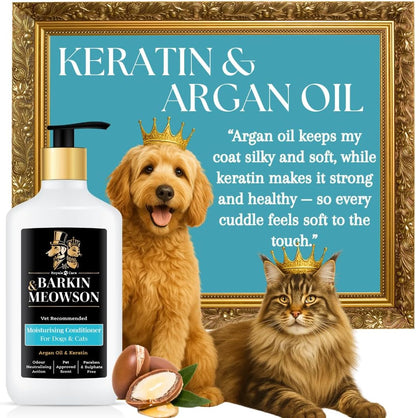 Barkin & Meowson Moisturizing Conditioner for Dogs & Cats 350ml / 11.83 fl.oz - Argan Oil & Keratin, Pet-Friendly Scent