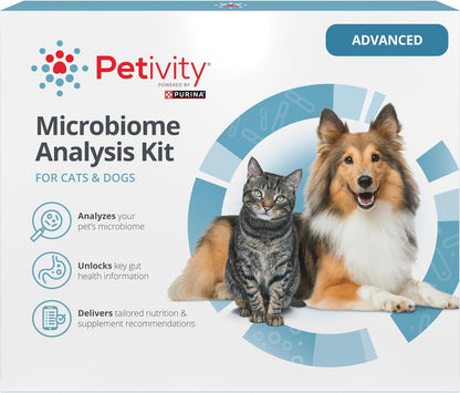 Petivity Microbiome Analysis Kit — Advanced for Cats and Dogs, Powered by Purina - 4.8 oz. Box