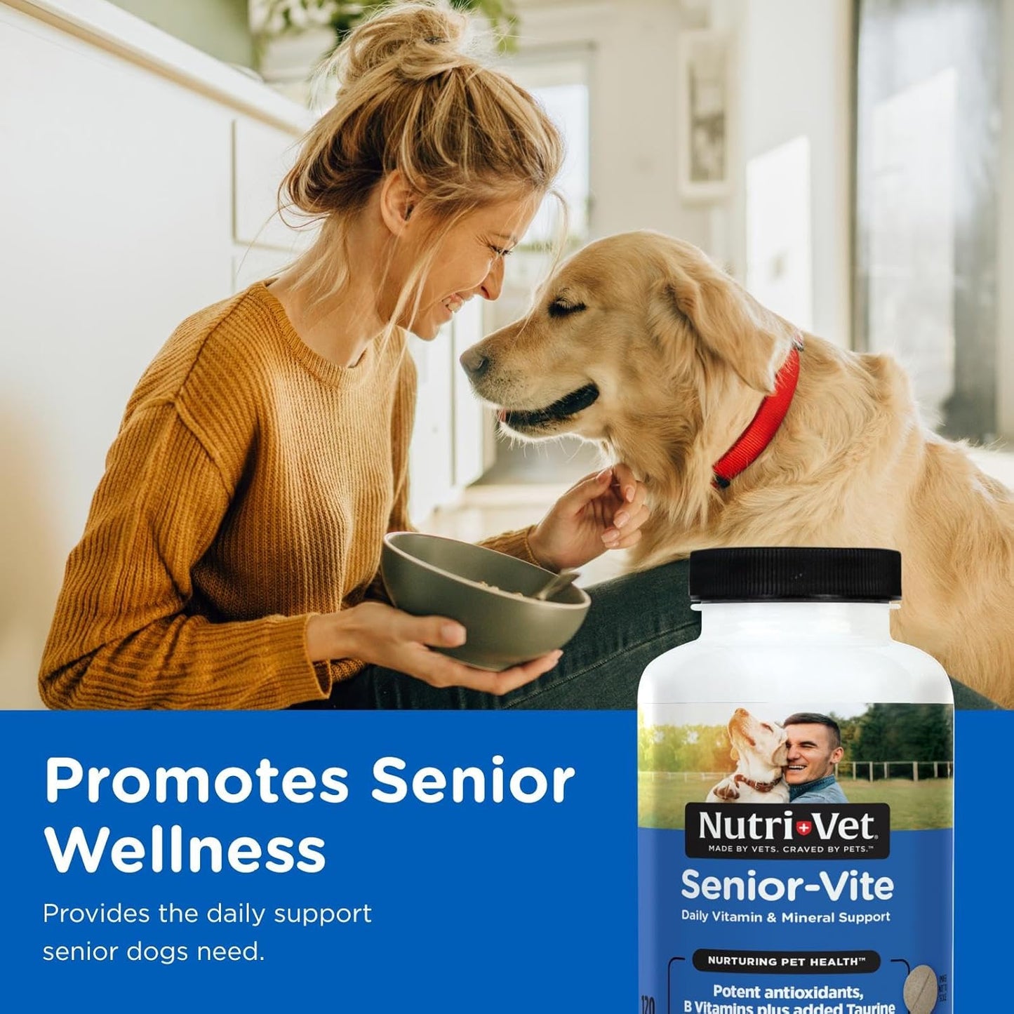 Nutri-Vet Senior-Vite Multivitamin, Dog Supplements, Immune Support, Pet Supplies, Vitamins for Dogs, Senior Essentials, Made in USA, Multivitamin for Pets, 120 Count