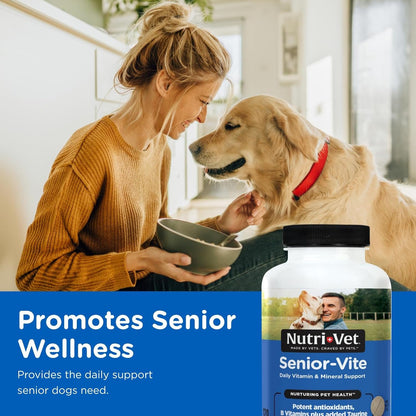 Nutri-Vet Senior-Vite Multivitamin, Dog Supplements, Immune Support, Pet Supplies, Vitamins for Dogs, Senior Essentials, Made in USA, Multivitamin for Pets, 120 Count