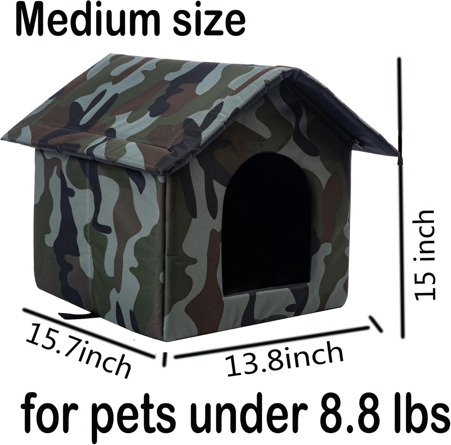 Cat Houses for Outdoor Cats Outdoor Houses for Feral Cats House with Weatherproof Canvas Roof Stray Shelter (Medium cat Houses, Green cat House)
