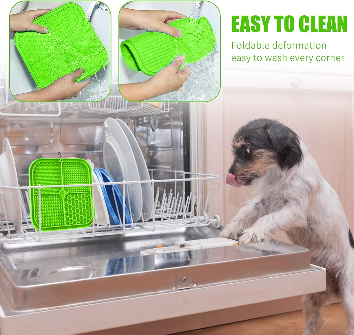 Lick Mat for Dogs, Premium Lick Pad with Suction Cups for Dog Anxiety Relief, Slow Feeder Dog Bowls, Bathing, Grooming and Training (Green, 1pack)