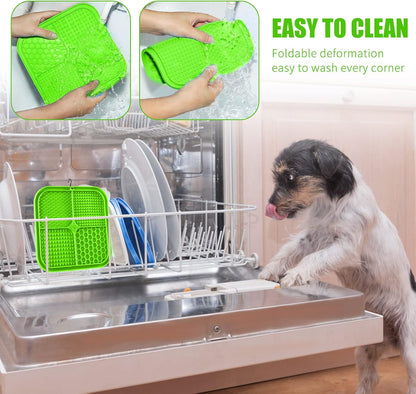 Lick Mat for Dogs, Premium Lick Pad with Suction Cups for Dog Anxiety Relief, Slow Feeder Dog Bowls, Bathing, Grooming and Training (Green, 1pack)