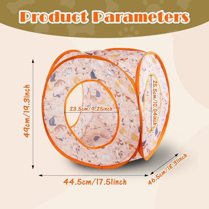 Andiker Small Cat Tents for Indoor Cats, Summer Fruit Patten 15" Foldable Cat Tube with 1 Plush Ball and 3 Holes Kitten Hide-and-Seek Toy to Relieve Boredom Also for Kitten Rabbits (Orange)