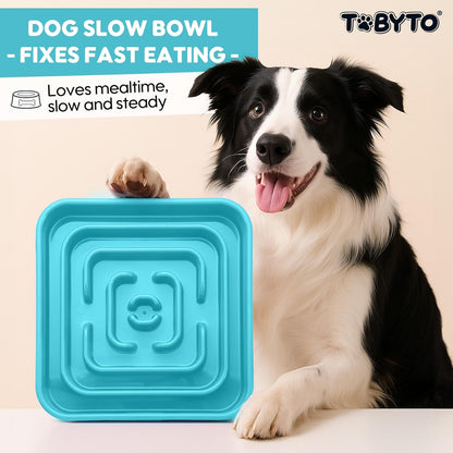 TOBYTO Slow Feeder Dog Bowls for Large Medium Breed, Anti-Choking Pet Slow Feeding Food Bowl, Non Slip Maze Puzzle Dog Feeder Bowl Prevent Bloating,Blue