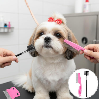 6 Pcs Pets Grooming Comb Kit Tear Stain Remover Comb Dog Face Combs for Eye Cleaning Gentle Grooming Tool Dematting Tool for Cats Dogs Remove Knots Stains Crust Mucus