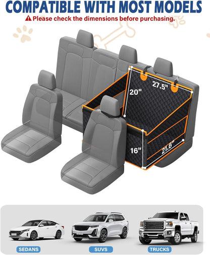 Toffos Dog Car Seat, Extra Stable Backseat Extender for Dogs with Hard Bottom, Waterproof and Foldable Design, Pet Car Seat with Breathable Mesh Window, Black