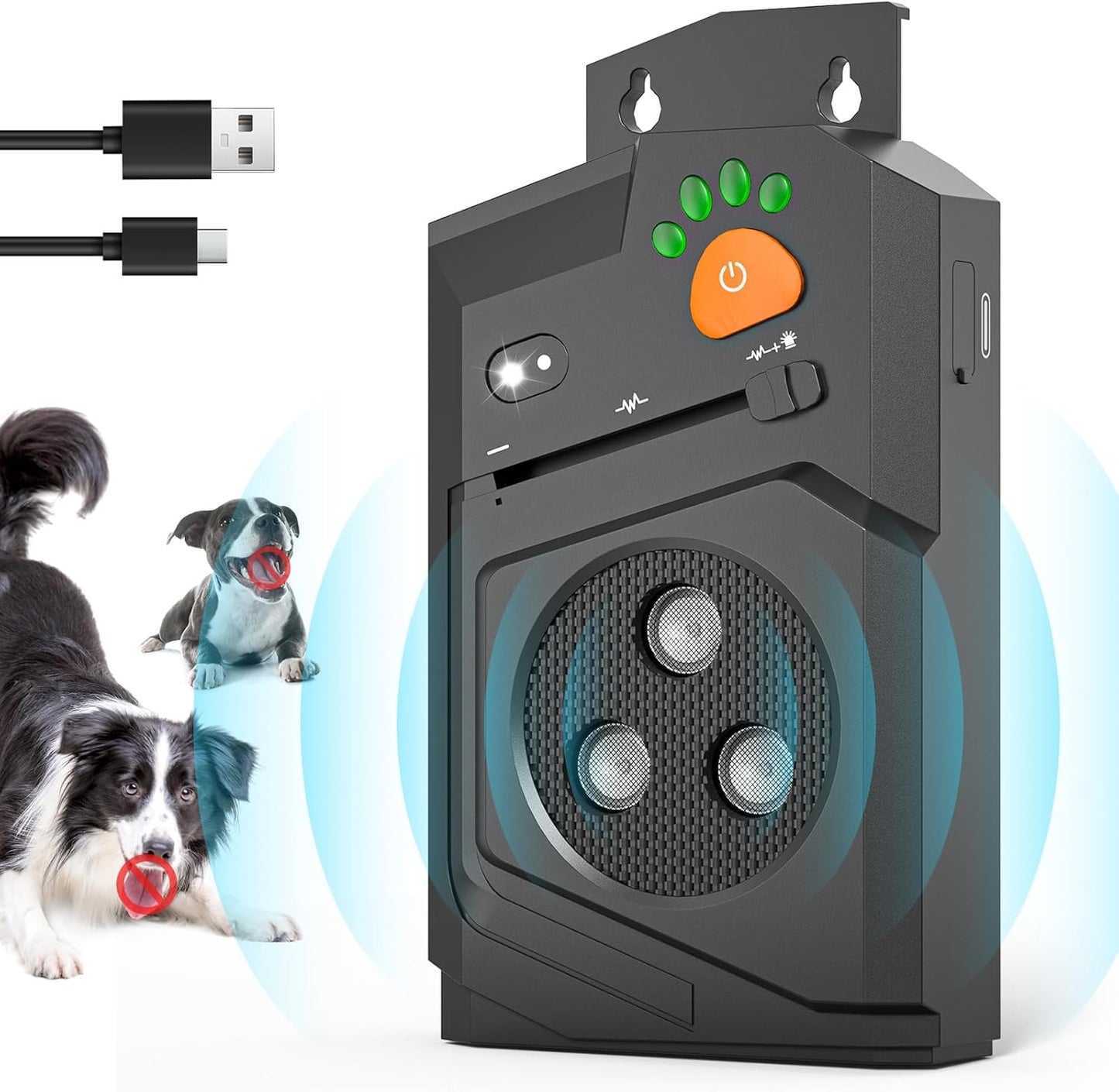 Anti Barking Device for Dogs, 3X Ultrasonic Dog Bark Deterrent Devices with 3 Modes, 50Ft Range Anti Bark Box, IP56 Waterproof Ultrasonic Dog Barking Deterrent Indoor Outdoor Use