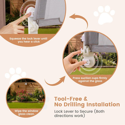 Gardner Pet Cat Window Perch for Large Cats with 4 Suction Cups, 2 in 1 Cat Hammock with Detchable Cushion for 55Lbs Load (White)