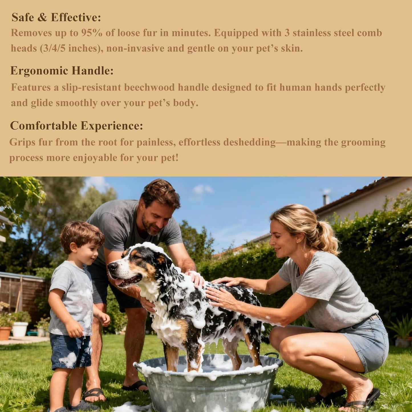 Undercoat Rake Dog Brush Dematting Comb cat shedding tool Dematting Tool Pet Brush Efficiently Detangle and Groom Coats for Large Medium Small Dogs and Cats Comb for Grooming Premium (L 5.31 inch)