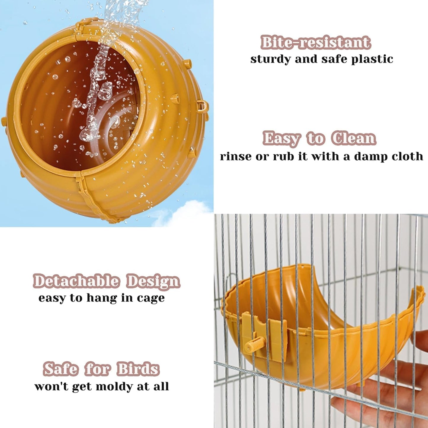 Bird Nest for Cage Swing, Chewproof Small Bird Bed Hanging House Hut & Rocking Bird Perch Toy, Wooden Parrot Toys Training, Intelligence Bird Enrichment Toys for Cockatiels