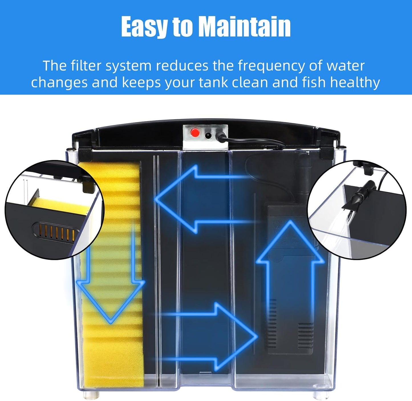 AQUANEAT Fish Tank, 1.2 Gallon Aquarium, Small Betta Fish Tank Starter Kit with LED Light and Water Filter Pump, Rectangular