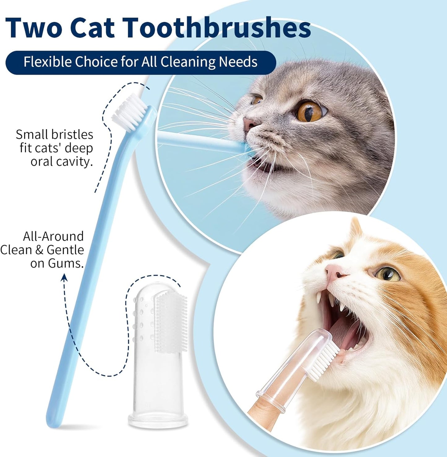 Cat Dental Care Kit – Tuna Flavor Toothpaste 1.06 oz with Toothbrush & Finger Brush | Gentle Formula, Fresh Breath & Plaque Control