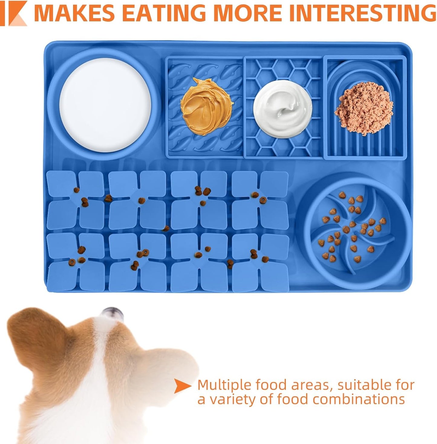 Lick Mat for Dogs Blue and Pet Hair Removal Glove