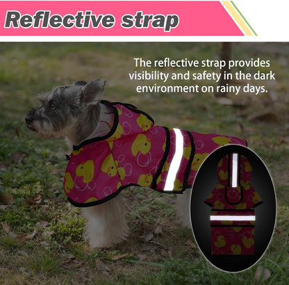 KOOLTAIL Dog Raincoat Hooded Slicker Poncho with Leash Hole, Dog Raincoat for Small Medium Dogs,Waterproof Plush Fleece Lining Pet Rain Jacket with Reflective Adjustable Strip Puppy Rainwear Pink S