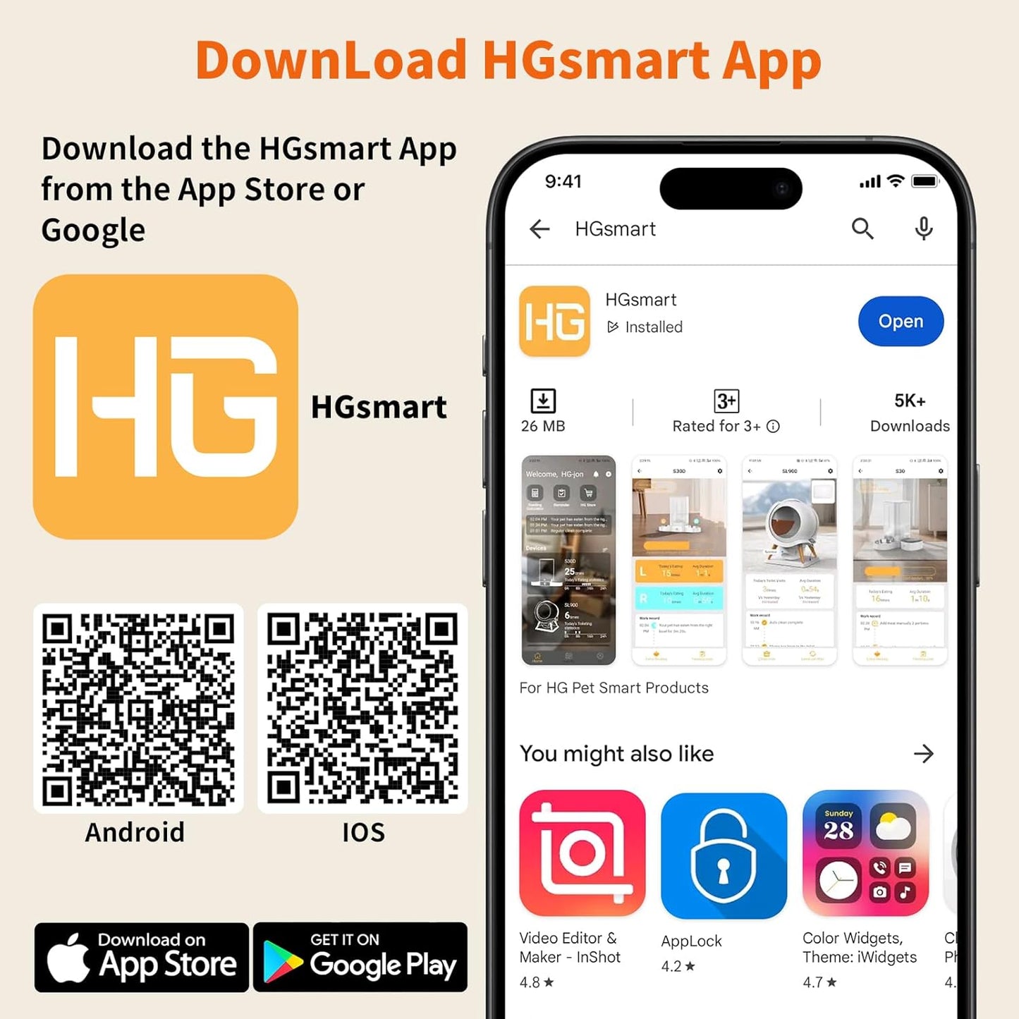 HoneyGuaridan Automatic Cat Feeder with 2.4G/5G WiFi,3.5L Cat Food Dispenser with APP Control – Includes 2 Stainless Steel Bowls & 2 Slow Feeder Anti-Choking Bowls, Four Anti-Slip Feet Black