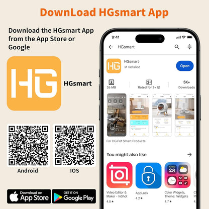 HoneyGuaridan Automatic Cat Feeder with 2.4G/5G WiFi,3.5L Cat Food Dispenser with APP Control – Includes 2 Stainless Steel Bowls & 2 Slow Feeder Anti-Choking Bowls, Four Anti-Slip Feet Black