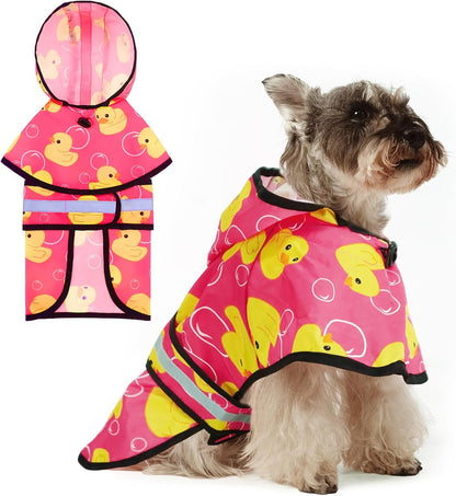 KOOLTAIL Dog Raincoat Hooded Slicker Poncho with Leash Hole, Dog Raincoat for Small Medium Dogs,Waterproof Plush Fleece Lining Pet Rain Jacket with Reflective Adjustable Strip Puppy Rainwear Pink S