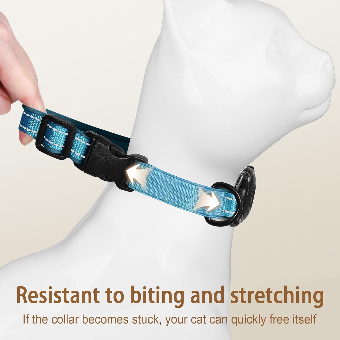 Reflective AirTag Cat Collar, IP68 Waterproof Airtag Holder, Safety Elastic Band Cat Collars for Kittens and Puppies (Blue, S)