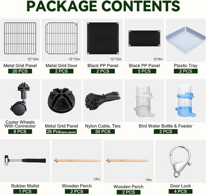 46-Inch Bird Cage, with Wooden Perches, Metal Parakeet Cage with Slide-Out Tray, Water Bottle & Feeder, Bird Cages for Parrot, Parakeets, Cockatiel, Lovebird, Pigeon and Small Mid-Sized Birds