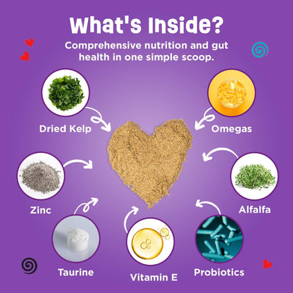 Dinovite for Cats Supplement - Immune + Digestive, Skin + Coat Support, Vitamins, Minerals, Omega 3, Enzymes, Probiotics. Reduces Shedding, Dry Skin, Itching, Stinking, Bald Spots, Seasonal Issues