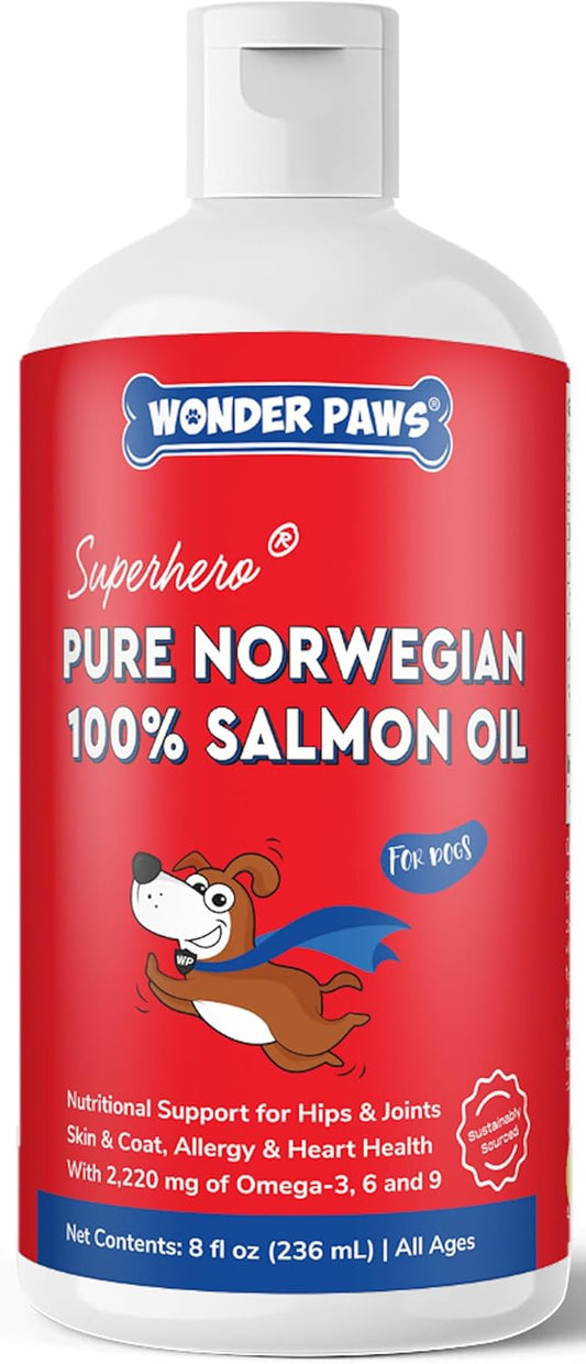 Premium Salmon Oil for Dogs – Pure Norwegian Salmon Oil High in Omega 3 EPA & DHA -Powerful Fish Oil for Dogs Skin & Coat, Hip & Joints, Allergies & Itchy Skin – Omega 3 Fish Oil for Dogs-8oz Liquid