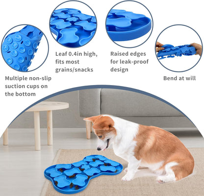 Fhiny Silicone Snuffle Mat for Dogs, Dog Puzzle Feeder Lick Mat with Suction Cups Puppy Slow Feeder Bowl for Dry and Wet Food Interactive Smell Training Encourages Natural Foraging Skill(Blue)