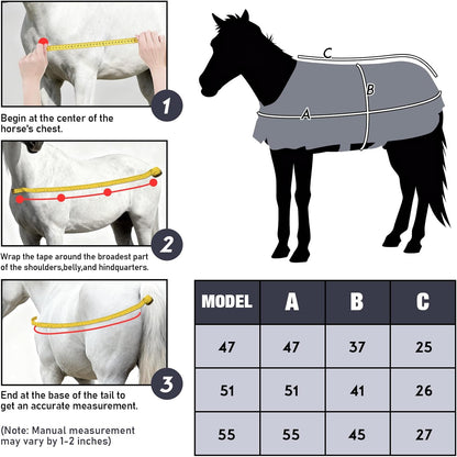 Mini Horse Pony Blankets Winter, 55 in 250g Filling Miniature Donkey Foal 1600D Waterproof Poly Rain Sheets for Real Horses Belly Wrap Tail Wrap Turnout Blanket, Stuff Care Outdoor Clothes Grey Black