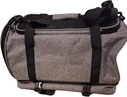 KJ Lightweight Durable Pet Carrier for Small Dogs & Cats up to 20 lbs - Grey Vinyl Travel Carrier with Zipper Compartments, Airport-Approved