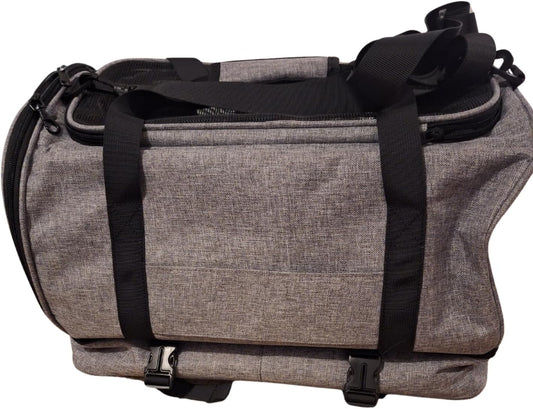 KJ Lightweight Durable Pet Carrier for Small Dogs & Cats up to 20 lbs - Grey Vinyl Travel Carrier with Zipper Compartments, Airport-Approved