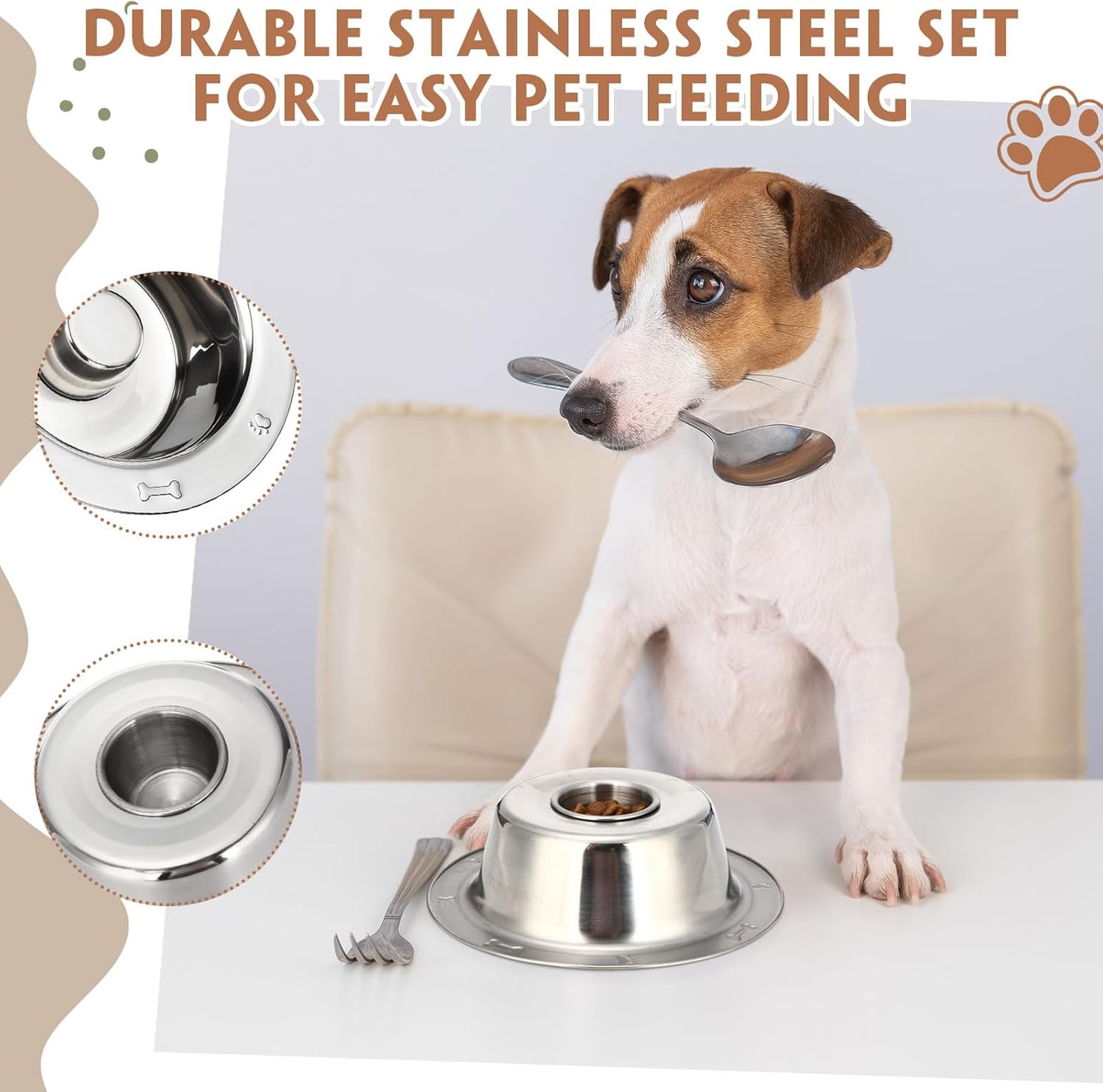8 Pcs Small Stainless Steel Puppy Bowls Bulk 6 Inch Puppy Feeding Weaning Bowls Slow Feeder Cat Rabbit Multiple Puppies Feeder Whelping Dishes Set for Small Dogs, Kittens, Whelping Supplies