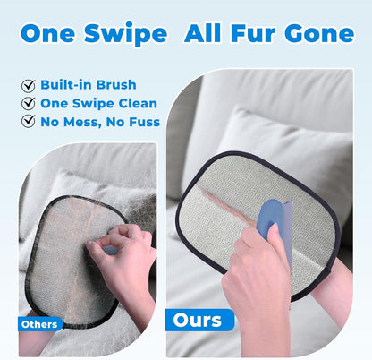 GRENTY Pet Hair Removal Glove for Dogs & Cats (2 PCS), Upgraded Five-Finger Electrostatic Magic Brush Pet Hair Remover, Pet Hair Removal Tools for Clothing, Carpet, Sofa Gaps, Car Seat