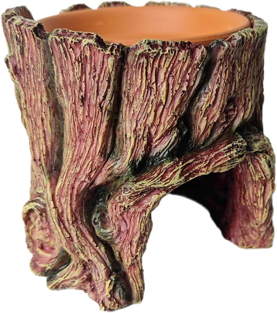 Natural Wood Log Reptile Hide Cave, Hollow Tree Trunk Design, Small Animal Habitat, Decorative Hideout for Hamsters