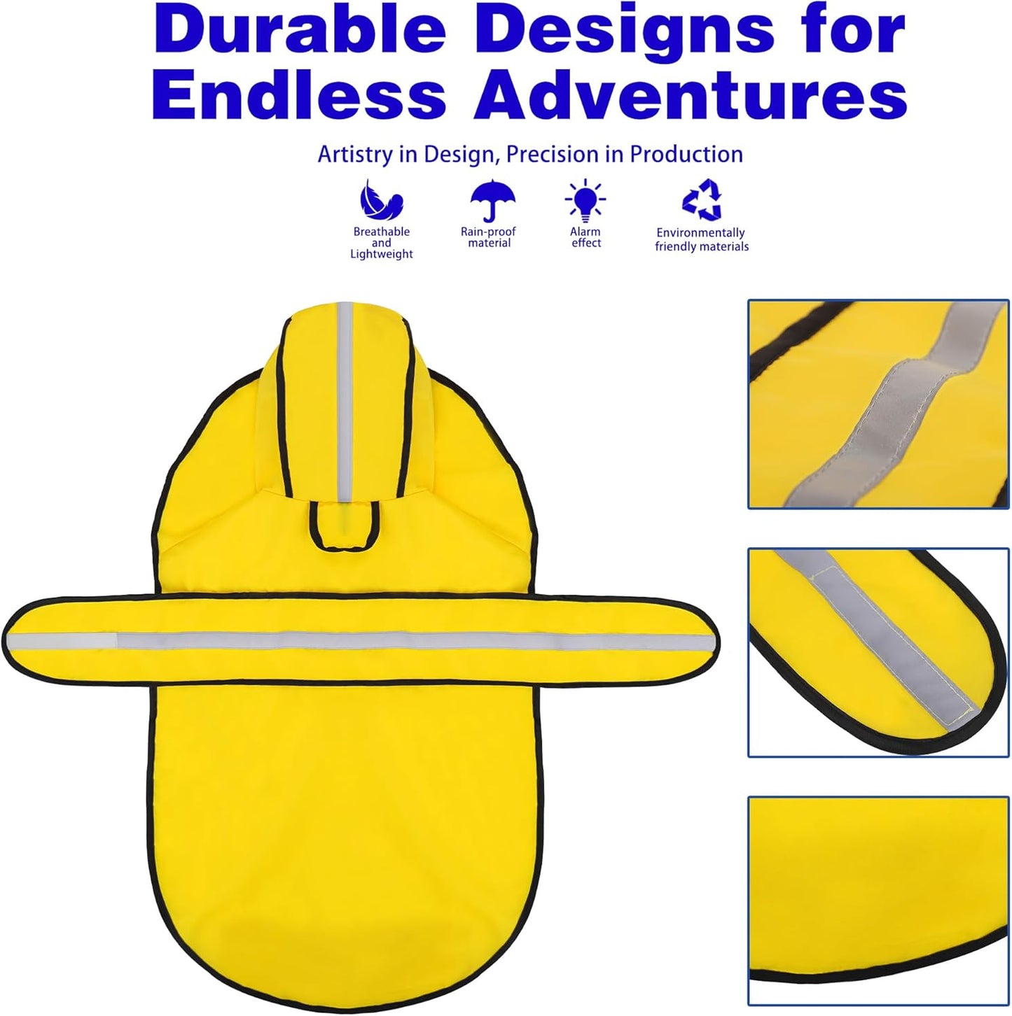 Paiaite Dog Raincoat: Hooded Slicker Poncho, Durable Waterproof Jacket with Reflective Stripes for Safety, Convenient Leash Hole Adjustable Fit, Perfect for Small, Medium Large Dogs Blue Camo XL