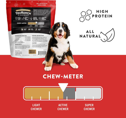 TRURANCH 6" Collagen Rolls, Roast Beef, 1 Bag, 3 Count, Holiday Limited Edition, Stocking Stuffer All-Natural Hydrolyzed Collagen, Rawhide Free, for Small, Medium and Large Dogs