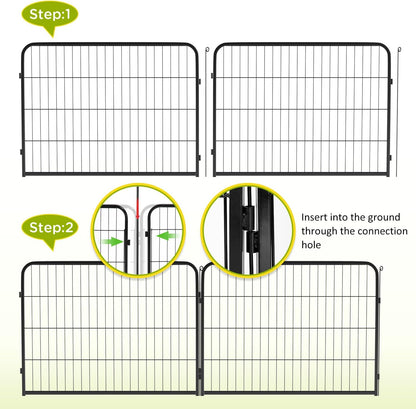 BestPet | Dog Playpen Extender | 24 Inch, 4 Panels | Heavy Duty Metal Pet Exercise Pen | Indoor Outdoor Fence Panels | Rust-Resistant, Removable, Tool-Free Setup | Anti-Skid, Expandable Design