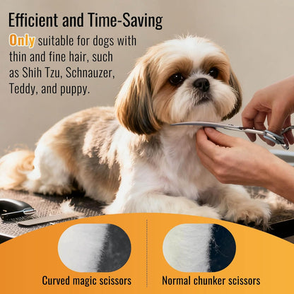 Magic Curved Fluffers Chunkers Dog Grooming Scissors Professional 7'' Pointy-tongued Curved Thinning Shears for Pet Cat Shih Tzu Schnauzer 50% Thinning Rate Japan 440C 33 Teeth