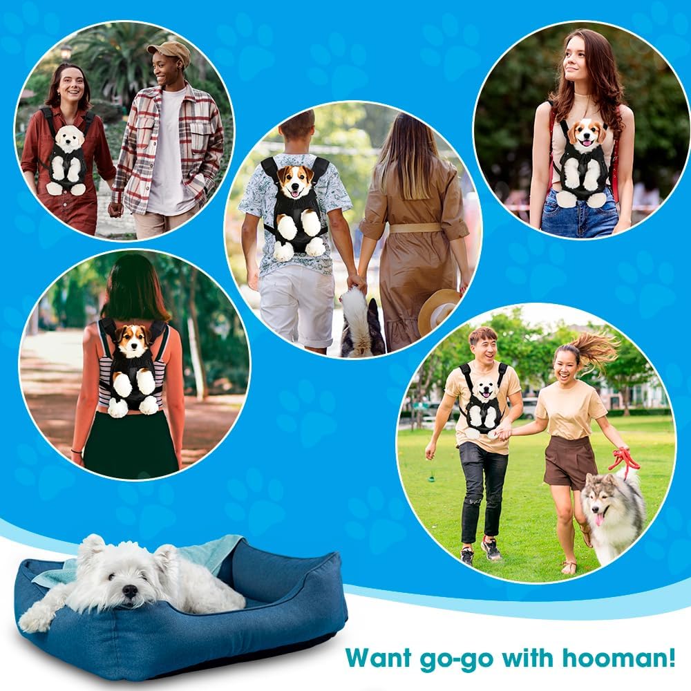 Dog Backpack Carrier, Adjustable Pet Front Carriers, Legs Out Carrying Sling Travel Bag for Small Medium Dogs 10-16 Lbs, Soft Wearable Puppy Chest Carry Backpacks for Walking/Hiking/Camping/Traveling