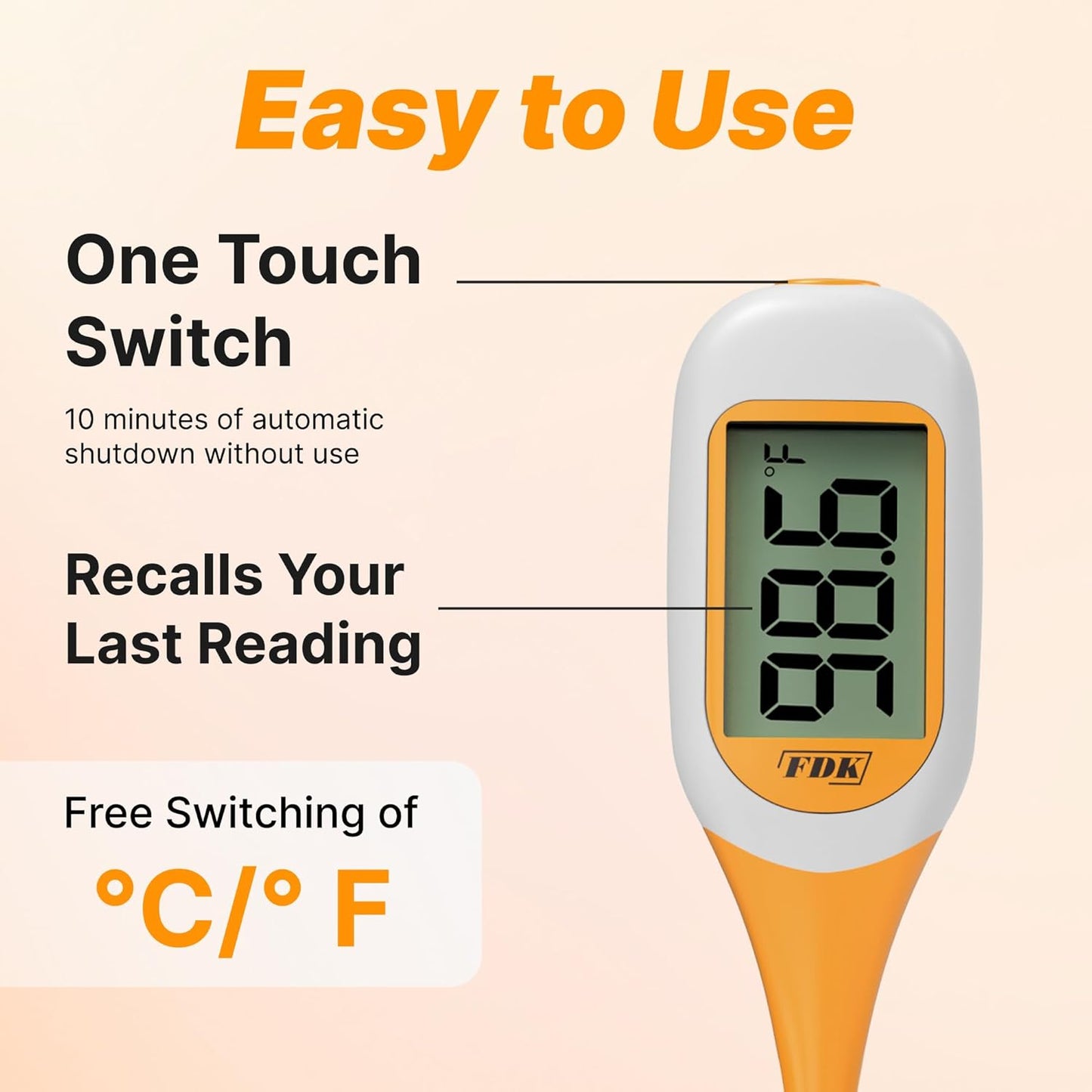 Digital Dog & Cat Thermometer for Fever Detection, 8s Fast Reading Pet Rectal Thermometer with Large LCD Screen, Comfortable Flexible Soft Tip Fever Alert °C/°F Switchable
