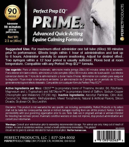 Perfect Prep EQ Prime Horse Calming Paste, Show Safe, Works Within 90 Mins and Lasts 6+ Hours, 60cc