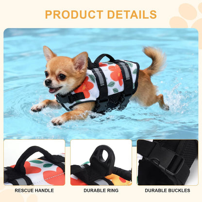 Teacup Dog Life Jacket, XXS Dog Life Jacket, Patterned Surface Elastic Adjustment Puppy Life Jackets for Small Dogs with Safety Pom Buckle, Small Dog & Cat Life Jackets 3-9 Lbs