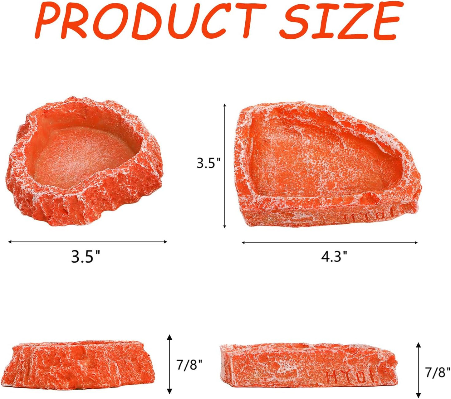 Frcctre 4 Pack Reptile Food Dish with Feeding Tongs, Resin Reptile Water Dish Food Bowl Feeding Terrarium Bowl for Leopard Gecko Lizard Tortoise Hermit Crab Bearded Dragon Chameleon, Orange