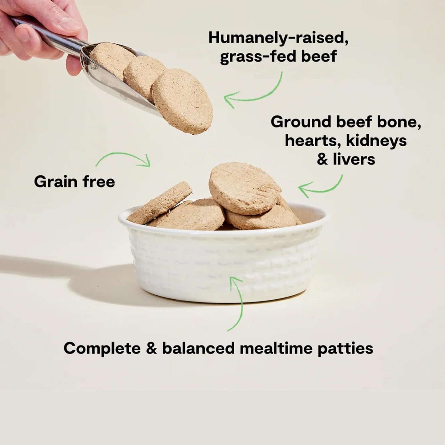 Open Farm, Freeze Dried Raw Dog Food, Patties with 95% Meat, Organs & Bone, Complete Meal or Freeze Dried Dog Food Mixer, Grass-Fed Beef Recipe, 10.5oz Bag