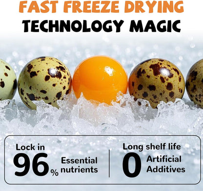 PAWUP Freeze Dried Quail Egg Yolk Pet Treats, Freeze-Dried Pet Food for Dogs, Cats, Pure Fresh Ingredient, 4.2 oz, Rawhide Free, Gluten&Grain Free