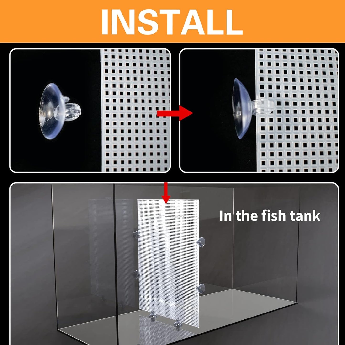 2PCS Fish Tank Divider Aquarium Dividers Fish Clear Plastic Tank Separator with Suction Cups DIY Designed Adjustable Isolation Board Reusable Partition Grid for Separating Fishes 13 x 10 Inch