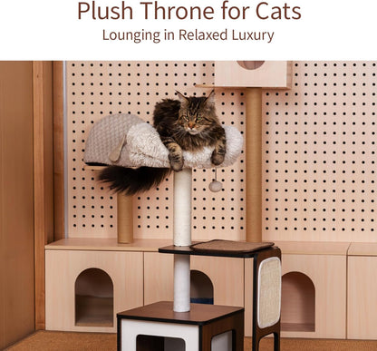 Cat Tree Tower for Small Cats, 41 Inch Wooden Multi-Level Cat Condo with Sisal Scratching Posts - Stable Activity Center, Plush Perch & Hanging Ball Toy